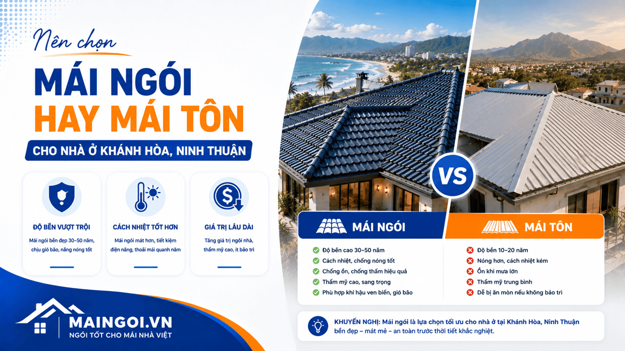 Nên chọn mái ngói hay mái tôn cho nhà ở Khánh Hòa, Ninh Thuận