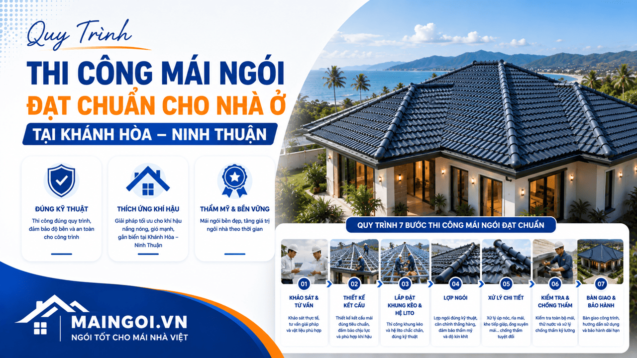 Quy Trình Thi Công Mái Ngói Đạt Chuẩn Cho Nhà Ở Tại Khánh Hòa