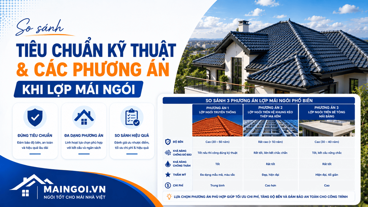So sánh tiêu chuẩn kỹ thuật & các phương án khi lợp mái ngói